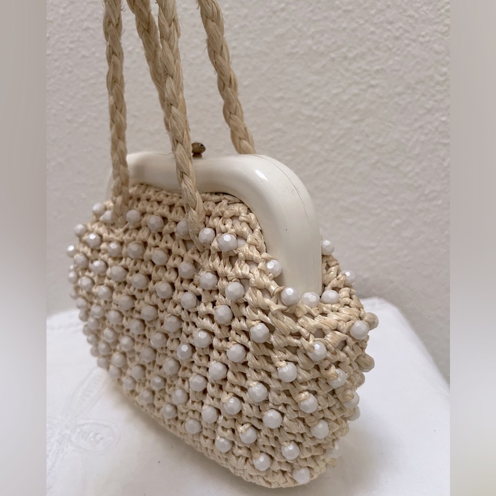 Vintage Raffia and Beads Handle Bag - Picture 11 of 12